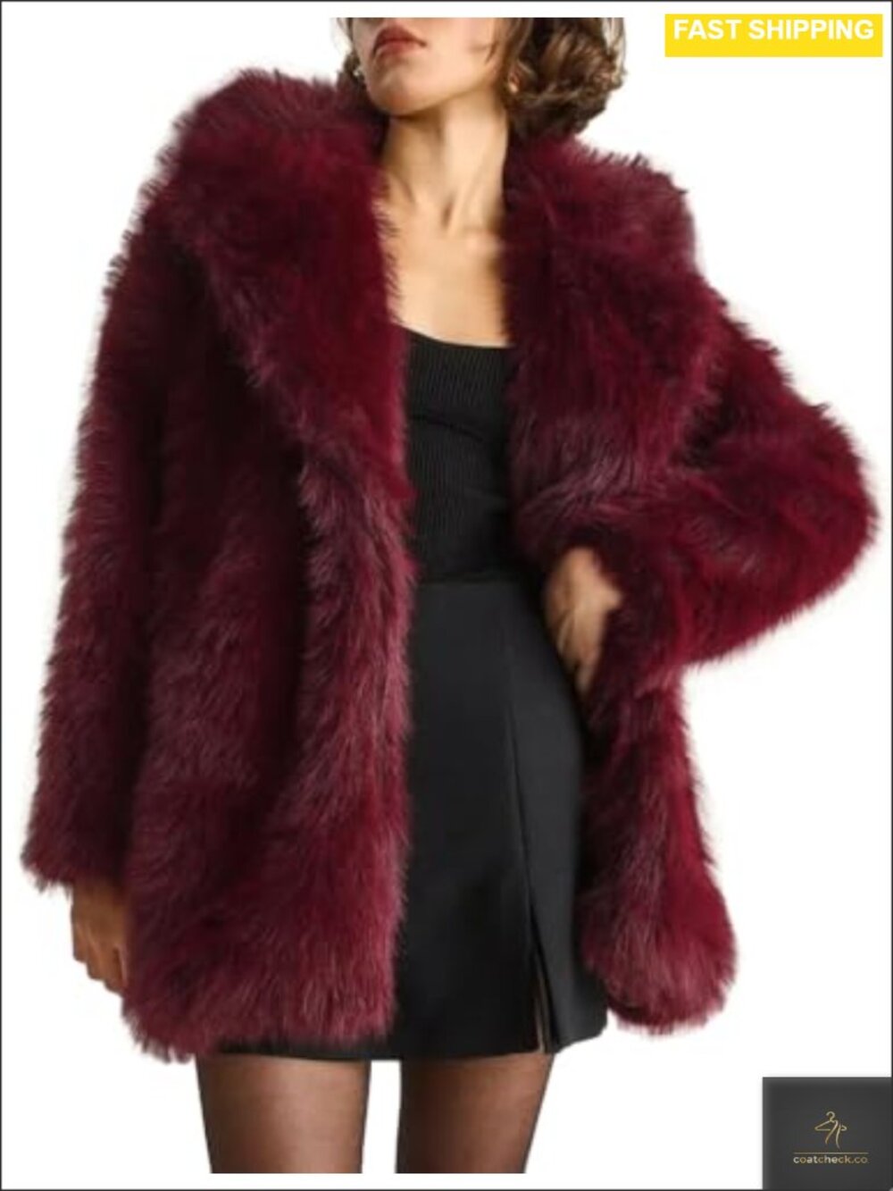 Faux Fur Coat Fluffy Warm Midi Long Shaggy Winter Jacket